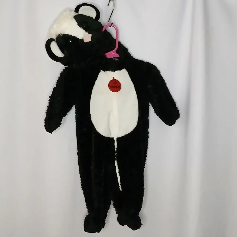 The Humane Society Lil Stinker Skunk Costume Hooded Fur Bodysuit Infant 3-6 mo